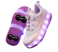 LIWLLIUA Chaussures à roulettes Enfant 4 Roues - Baskets Lumineuses à Lumières LED Changeantes Roues Rétractables Recharge USB Tailles 28-40 EU,#7160 Pink,31 EU