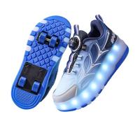 LIWLLIUA Chaussures à roulettes Enfant 4 Roues - Baskets Lumineuses à Lumières LED Changeantes Roues Rétractables Recharge USB Tailles 28-40 EU,#1982 Blue,33 EU