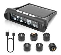 Liwogi Système de contrôle de pression des pneus solaire pour camping-car avec 6 capteurs externes, système de surveillance de la pression des pneus TPMS sans fil avec mode alarme, 9,9 bar/144 psi