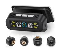 Liwogi TPMS Système de surveillance de la pression des pneus avec support, charge solaire et fonction de charge USB, alarme de pneu pour voiture, camping-car, camion, fourgonnette, indicateur de