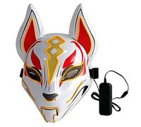 Lixada 10 couleurs renard masque complet néons fête d'Halloween abat-jour à LED foncé brillant Cosplay masque fête Costume, pour se déguiser