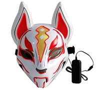 Lixada 10 couleurs renard masque complet néons fête d'Halloween abat-jour à LED foncé brillant Cosplay masque fête Costume, pour se déguiser
