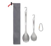 LIXADA 2 Pièces Ti Camping Spork Fourchette Cuillère Multifonctionnel Extérieur Ustensile Léger Lavable au Lave-vaisselle Décapsuleur Crochet Profond Pot Compatible (2 pièces)