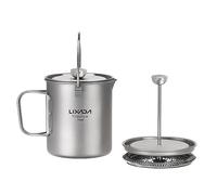 LIXADA 750 ML Tasse à café en Titane Tasse à café Presse française cafetière avec Couvercle marmite de Camping en Plein air