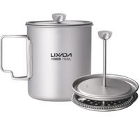 Lixada 750ml Titane Tasse à café Tasse French Press Cafetière avec couvercle Outdoor Camping Casserole