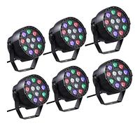 Lixada AC 90-240 V 12 LED par Lights 8 canaux RGBW Éclairage de Bureau avec Stroboscope DMX et Mode Actif pour Disco Party Christmas Wall Wash - Lot de 6