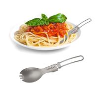 Lixada Batterie De Cuisine UltraléGèRe En Titane Pour Camping En Plein Air, Casserole De 900 Ml/1 100 Ml, PoêLe à Frire De 350 Ml Avec Fourchette Pliante Pour Voyage, Camping, RandonnéE, Pique-Nique