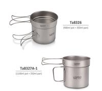 Lixada ¿C Batterie De Cuisine UltraléGèRe En Titane, Batterie De Cuisine De Camping En Plein Air, Casserole De 1100ml Et PoêLe à Frire De 350ml Avec PoignéEs Pliantes