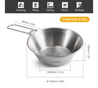 Lixada ¿C Bol En Acier Inoxydable De 260ml, Avec PoignéE Pliable, Pour Camping En Plein Air, RandonnéE, Sac à Dos, Pique-Nique, 2 PièCes