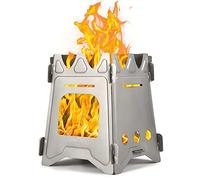 Lixada Camping Poêle à Bois en Titane Réchaud de Camp Pliant Ultraléger Avec Plateau à Alcool Réchaud de Cuisson Extérieur Portable pour Randonnée Pédestre Pique-Nique