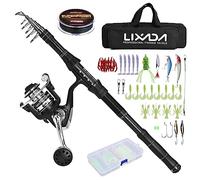 Lixada Canne à Pêche,Kit de Pêche Professionnel-Moulinet de pêche en Aluminium résistant et Boîte d'Accessoires Complète，Adapté pour Les Voyages de pêche en Eau Douce et en Eau salée