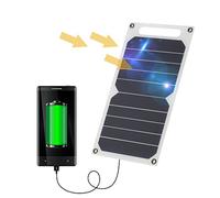 Lixada Chargeur de panneau solaire USB portable en forme de papier monocristallin en silicone pour téléphone portable, camping 10 W, noir.