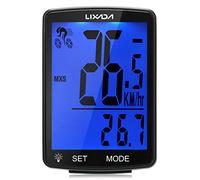 Lixada Compteur de Vélo sans Fil avec 2.8 pouce Multifonctionnel Français Rétroéclairage LCD HD D'affichage de L'écran IPX6 Étanche Ordinateur de Vélo Chronomètre de Température Mesurable 80 * 54.5 mm