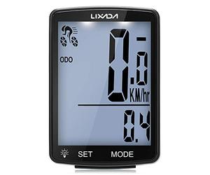 Lixada Compteur de Vélo sans Fil Ipx6 Étanche avec Rétroéclairage LCD HD D'Affichage de L'Écran Compteur de Vitesse Odomètre Chronomètre de Vélo 13 * 8 * 4,4 cm (Blanc - Coquille Noir)