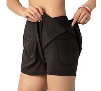 LIXADA Femmes 2-en-1 Short de Course avec Poche Large Ceinture Double Couche Doublure Couche de Couverture Sportswear pour Se prélasser Sport Yoga Athlétique d'entraînement