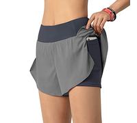 LIXADA Femmes 2-en-1 Short de Course avec Poche Large Ceinture Double Couche Doublure Couche de Couverture Sportswear pour Se prélasser Sport Yoga Athlétique d'entraînement