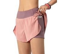 LIXADA Femmes 2-en-1 Short de Course avec Poche Large Ceinture Double Couche Doublure Couche de Couverture Sportswear pour Se prélasser Sport Yoga Athlétique d'entraînement