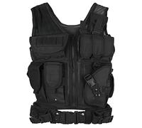 Lixada Gilet Tactique, Veste de Combat, Réglable Respirant Extérieur Airsoft Gilet pour la Chasse, la Pêche, les Fans de l'armée, CS Jeu de Guerre, Jeu de Survie d'entraînement au Combat