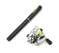 Lixada Kit de pêche pliable 1 m/1,4 m/1,6 m Reel Combo Mini Pen Canne à pêche 7 couleurs Forme plume Pliée Canne à pêche avec roulette Noir