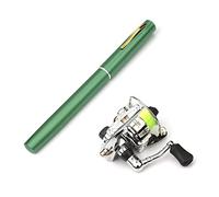 Lixada Kit de pêche pliable 1 m/1,4 m/1,6 m Reel Combo Mini Pen Canne à pêche 7 couleurs Forme plume Pliée Canne à pêche avec roulette Vert