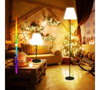 Lixada Lampadaire solaire extérieur, capteur lumière, intensité variable, blanc chaud, RVB, IP65 étanche, recharge USB, intérieur, terrasse, jardin