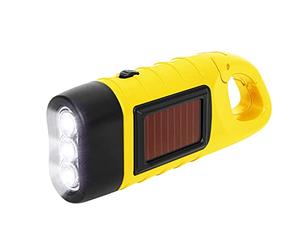 Lixada Lampe de Poche Rechargeable à Manivelle à Énergie Solaire, Lampe de Poche à Torche Dynamo d'urgence avec Clip pour Le Camping, Escalade en Plein air, Randonnée