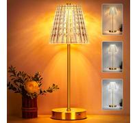 Lixada Lampe de table en cristal sans fil - Style vintage - Avec 3 couleurs - Lampe tactile LED - Fonctionne sur batterie - Intensité variable - Idéale pour salon, chambre à coucher, jardin