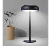 Lixada Lampe de table LED sans fil - Intensité variable et rechargeable avec USB C - Lampe de bureau ronde en forme de champignon et de chevet - En métal noir - Avec batterie - 3 températures de