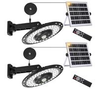 Lixada Lot de 2 lampes solaires d'extérieur - 180 LED - Batterie 4400 mAh - Avec câble de 5 m - Étanche IP65 - Détecteur de mouvement - 5 modes - Pour l'intérieur et l'extérieur - Pour jardin,