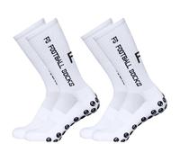 Lixada Lot de 2 paires de chaussettes de football unisexes homme et enfant,Chaussettes de compression antidérapantes à séchage rapide football, basketball, alpinisme, marathons (39-46) 01-blanc