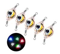 LIXADA Lot de 5 Leurres de Pêche LED, Doubles Anneaux Rotatifs S'allument dans l'eau avec Motif œil Poisson gravé, pour la Pêche en Eau Douce en Eau Salée Haute Mer (Ensemble 5 pièces)