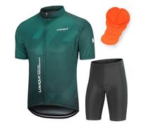 Lixada Maillot de Cyclisme Manches Courtes Homme avec Cuissard à Bretelle 5D Gel Rembourré,VTT Courtes Respirant Vêtements de Cyclisme Sports Shorts Pantalons