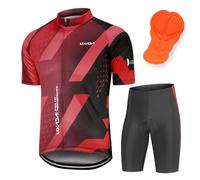 Lixada Maillot de Cyclisme Manches Courtes Homme avec Cuissard à Bretelle 5D Gel Rembourré,VTT Courtes Respirant Vêtements de Cyclisme Sports Shorts Pantalons