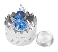 LIXADA Mini réchaud de randonnée 100 ML, brûleur à Alcool en Aluminium avec Couvercle/Support croisé/Pare-Brise, réchaud de Camping Portable pour Camping, randonnée, Survie