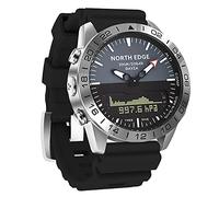 LIXADA Montre analogique numérique pour Hommes, Montre de plongée en Acier, Montre-Bracelet d'affaires en Acier, Boussole altimètre 200 m étanche avec Bracelet en Silicone