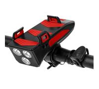 LIXADA - Multifonction 4 en 1 vélo lumière 400 lumens - Rouge - Support de téléphone - Klaxon - Batterie 2000mAh
