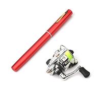 Lixada Pêche Pliable Rod Reel, Combo Mini stylo canne à pêche Kit, pêche télescopique Rod Moulinet Kit Combo 1.4M rouge