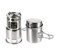 Lixada Portable Poêle de Camping Combo Poêle à Bois et Pot de Cuisine pour Randonnée en Plein air Pêche Randonnée