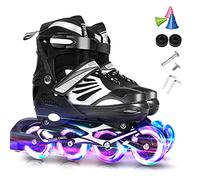 LIXADA Rollers Enfants pour Enfant avec Roues Lumineuses Rollers en Ligne Patins à Roues Alignées Respirant Confortable Ajustable pour Filles et Garçons Noir/Bleu/Rose/Rouge Taille 28-41