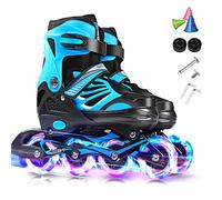 LIXADA Rollers Enfants pour Enfant avec Roues Lumineuses Rollers en Ligne Patins à Roues Alignées Respirant Confortable Ajustable pour Filles et Garçons Noir/Bleu/Rose/Rouge Taille 28-41