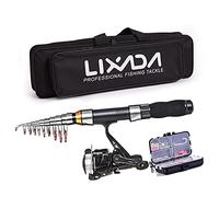LIXADA Set Canne à Pêche Télescopique 2,1/2,3 m Cannes à Pêche Télescopiques Moulinets de Pêche Pêche à la ligne Monofilament Ambidextre