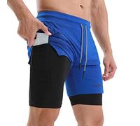 Lixada Short de Course 2 en 1 pour Homme avec Poches pour l'Entraînement de Gym avec Boucle de Serviette Short d'exercice à Séchage Rapide Course à Pied, Cyclisme, Escalade, Fitness
