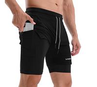 Lixada Short de Course 2 en 1 pour Homme avec Poches pour l'Entraînement de Gym avec Boucle de Serviette Short d'exercice à Séchage Rapide Course à Pied, Cyclisme, Escalade, Fitness