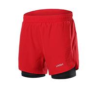 Lixada Short de Course 2 en 1 pour Homme - Séchage Rapide - Respirant - avec Chausson Long