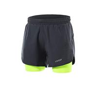 Lixada Short de Course 2 en 1 pour Homme - Séchage Rapide - Respirant - avec Chausson Long