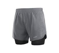 Lixada Short de Course 2 en 1 pour Homme - Séchage Rapide - Respirant - avec Chausson Long