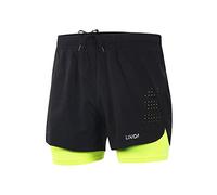 Lixada Short de Course 2 en 1 pour Homme - Séchage Rapide - Respirant - avec Chausson Long