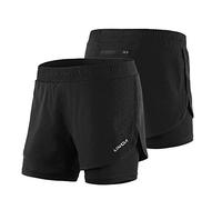 Lixada Short respirant pour courir 2 en 1 actif et à séchage rapide avec une chaussure intérieure plus longue Petit Noir