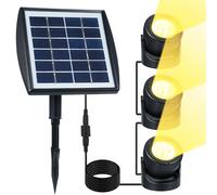 Lixada Solaire 3 Lampes Sous l'Eau 18 LED Sous l'Eau Projecteur Éclairage Extérieur Blanc Chaud Éclairage Solaire de Jardin pour Sol Extérieur de Terrasse de Chemin de Pelouse