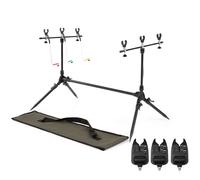 Lixada support de canne à pêche rétractable réglable pour canne à pêche à la carpe support de dosette pour canne à pêche avec 3 alarmes de morsure et indicateurs échangistes Ensemble